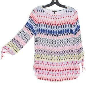 Talbots Womens Top 3/4 Sleeve Boho Festival Casual Retro Coastal Preppy Small GQ